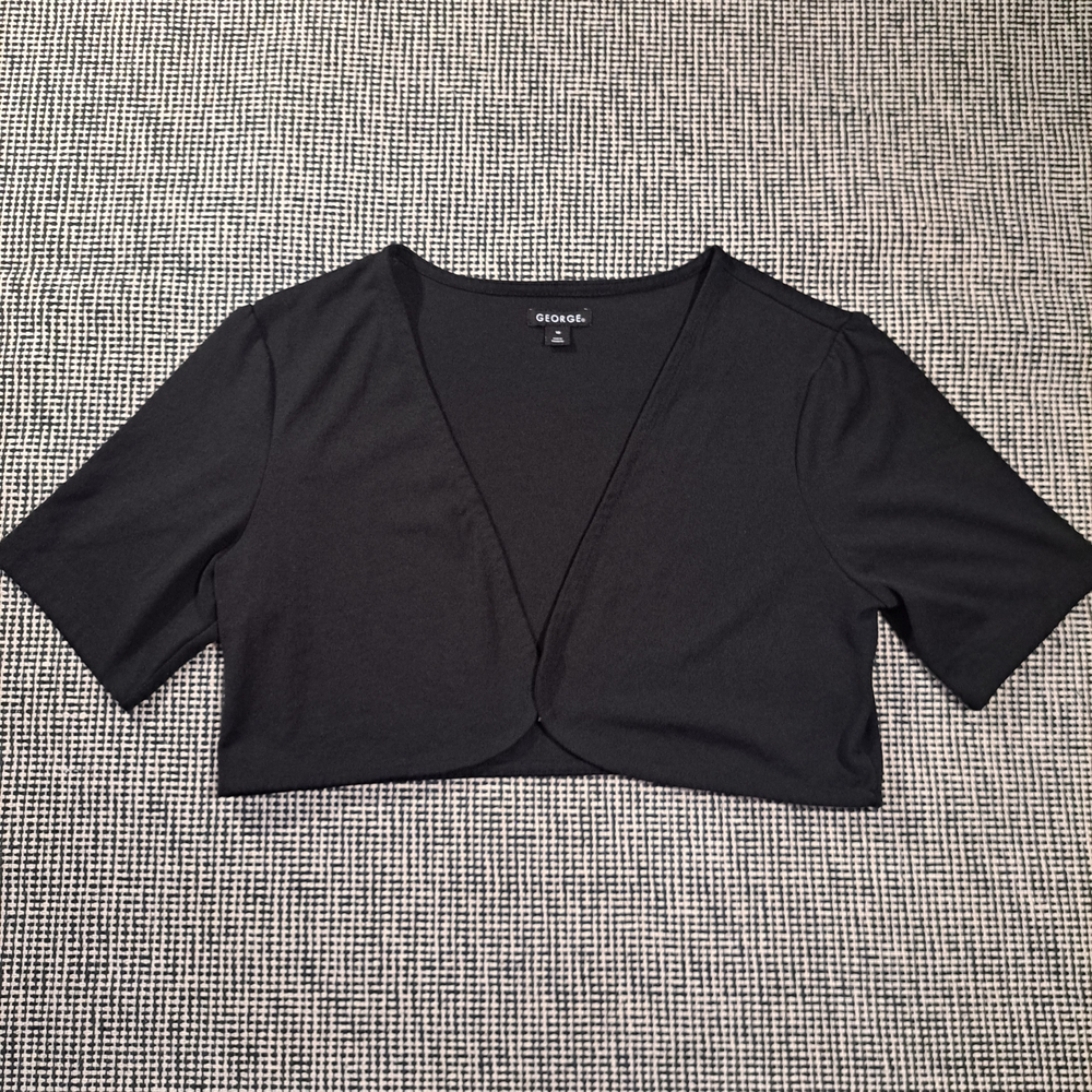 George Black Cropped Open-Front Shrug Top